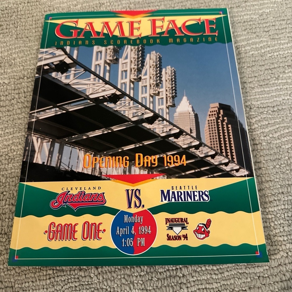 Cleveland Indians Game Face Program 1994 Opening Day Inaugural Year RARE​